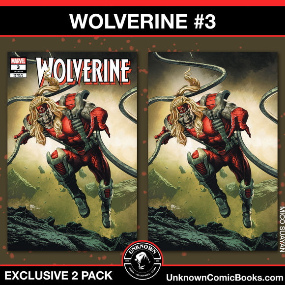 [2 PACK] WOLVERINE #3 UNKNOWN COMICS MICO SUAYAN CONNECTING COVER EXCLUSIVE VAR (11/20/2024)